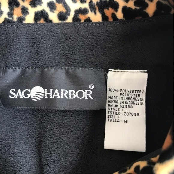 Sag Harbor Leopard Collar Black Button Up Unlined Jacket Long Sleeve Women 16 - Picture 6 of 12